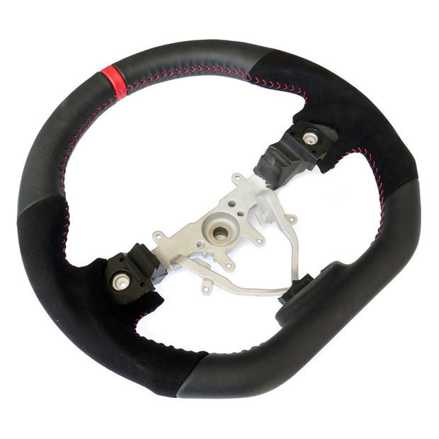 PSR D Shape Steering Wheel Suede/Leather W/Red Stitching - WRX & STI 08-14 SH Forester 08-12 Liberty 07-09