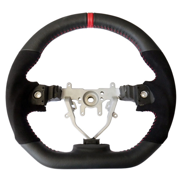 PSR D Shape Steering Wheel Suede/Leather W/Red Stitching - WRX & STI 08-14 SH Forester 08-12 Liberty 07-09
