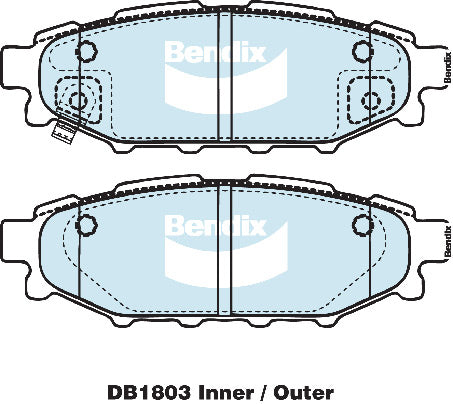 Bendix DB1803GCT Rear Brake Pads 08-14 WRX 08-18 Forester XT 03-14 Liberty 03-09 Outback 86 GT